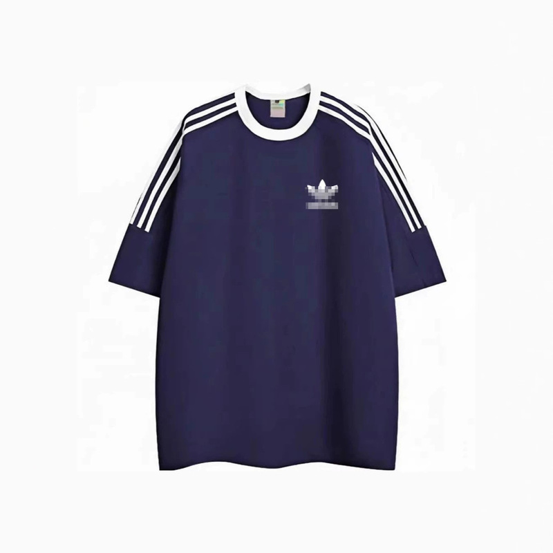 210g Pure Cotton T-Shirt with Three Stripes, Short-Sleeved, Loose Fit, Unisex, Summer T-Shirt with 3D Logo Embroidery, Trefoil 210g Pure Cotton T-Shirt with Three Stripes, Short-Sleeved, Loose Fit, Unisex, Summer T-Shirt with 3D Logo Embroidery, Trefoil