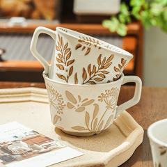 ins simple Nordic ceramic home hand-painted mug pastoral creative personalized water cup stoneware coffee cup