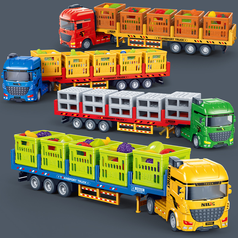 Children's Extra Large Heavy-Duty Semi-Trailer Truck Inertia Boy Toy Car Freight Truck Logistics Transport Vehicle Artificial Model