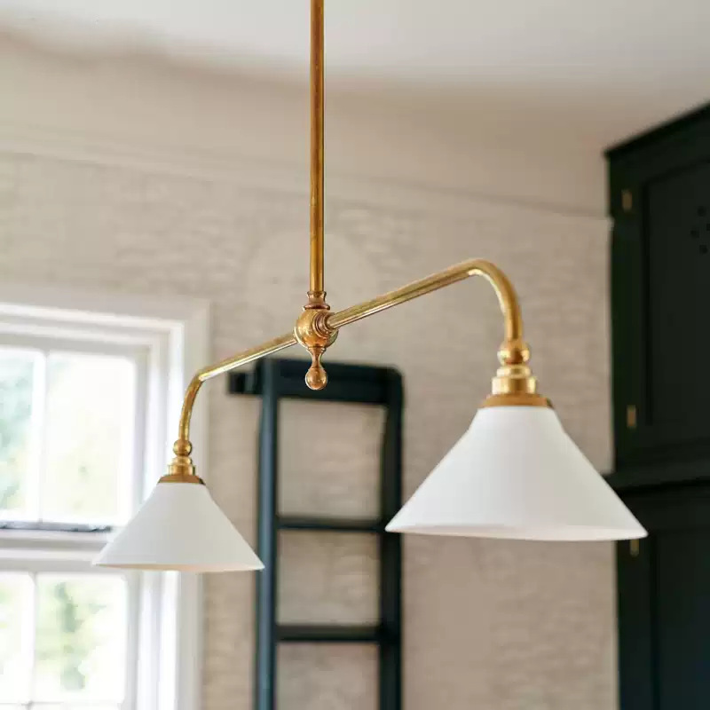 All-Copper American-Style Minimalist Retro Dining Island Linear Pendant Light Café Bar Designer Pendant Light