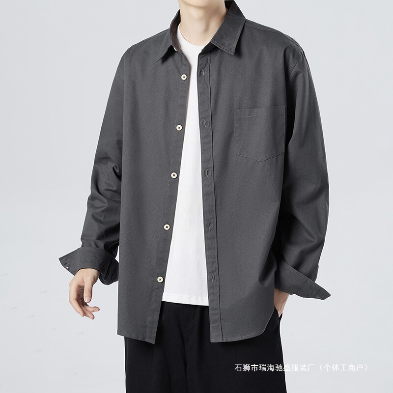 Cross-Border Foreign Trade Spring and Autumn Men's Shirts, Jackets, Japanese Style Trendy Casual Shirt-Style Long-Sleeve Loose Fit Cross-Border Foreign Trade Spring and Autumn Men's Shirts, Jackets, Japanese Style Trendy Casual Shirt-Style Long-Sleeve Loose Fit