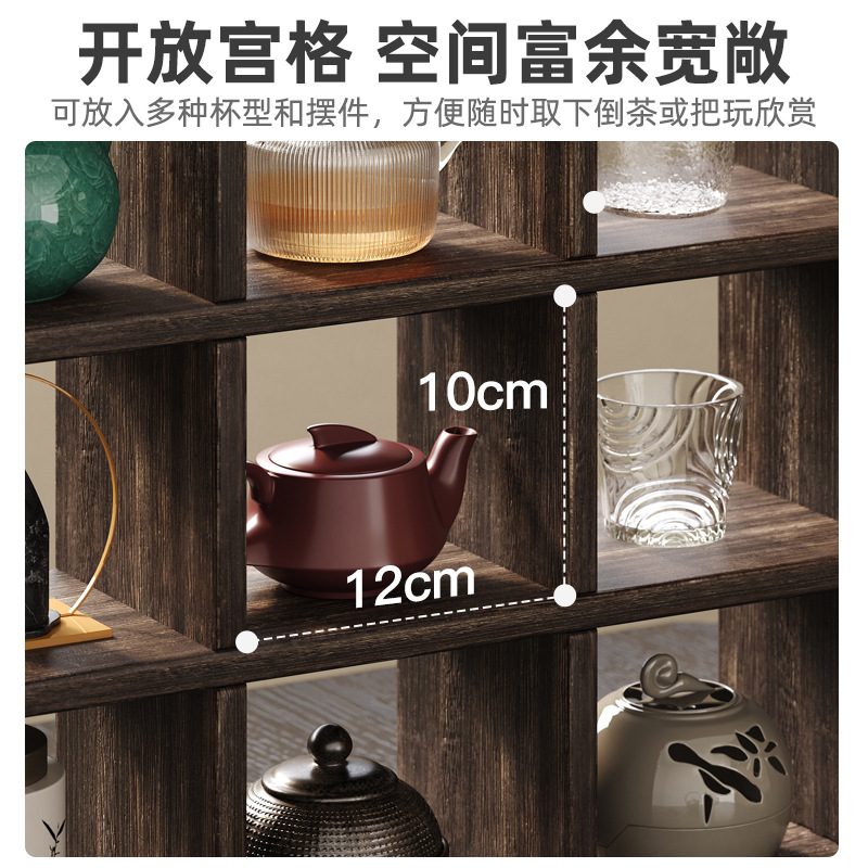 Soporte de flores suculentas de escritorio Soporte de almacenamiento de taza de té pequeño Bogu de madera maciza Soporte de exhibición multicapa para escritorio de oficina