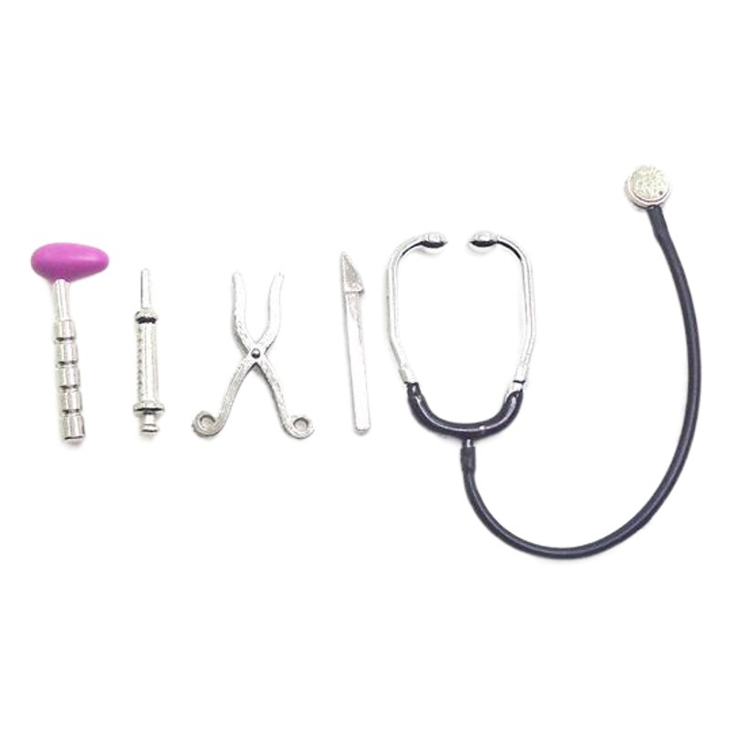 1:12 accesorios de casa de muñecas Dollhouse mini equipo médico modelo de estetoscopio de simulación de auricular