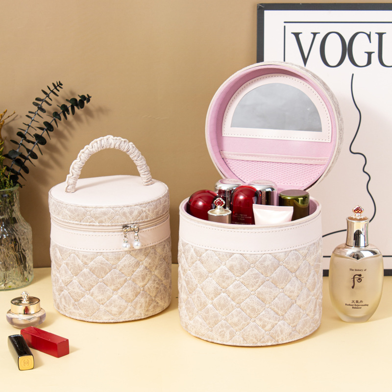 廠家直銷輕奢手提水桶包大容量化妝箱收納盒伴手禮結婚便攜家用