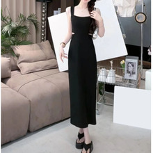 赫本风法式黑色镂空气质独特吊带裙设计感小众简约百搭修身连衣裙
