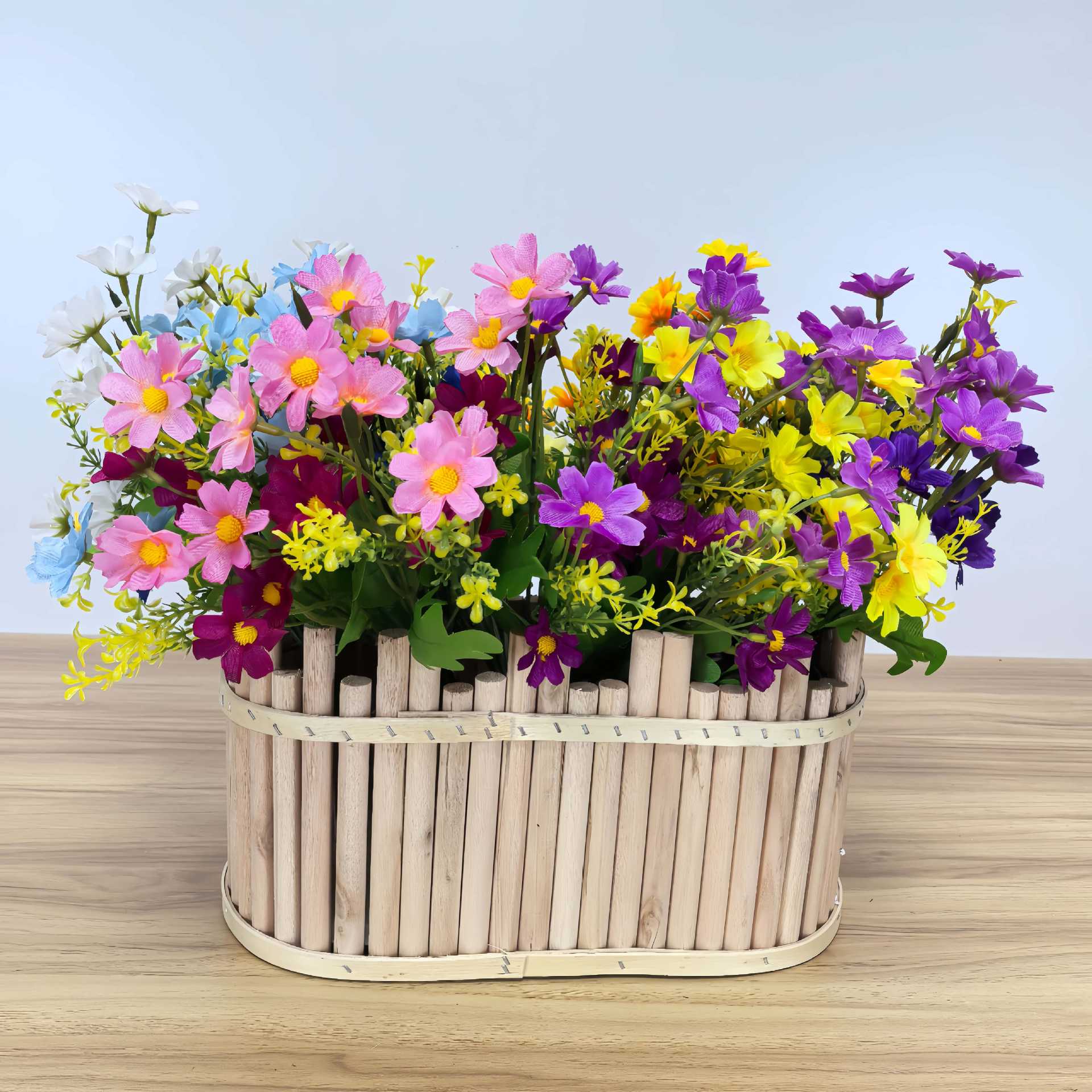 单支仿真小雏菊跳兰菊绢花假花客厅装饰干花室内外花箱塑料插花艺