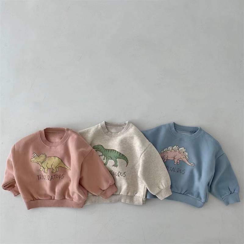 Spring and Autumn Korean Style Children's Clothing Baby Cartoon Stylish Cotton Top Casual Long Sleeve Round Neck Boys and Girls Sweatshirt Soft and Comfortable