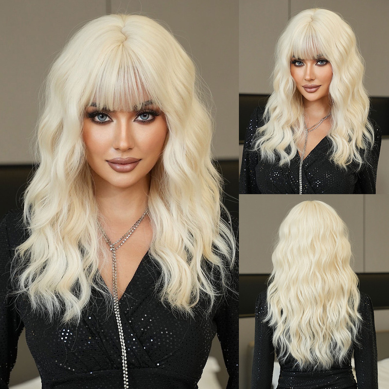 Custom Platinum Wig Shoulder-Length Wavy Bangs Curly Hair Cosplay Costume Wig Platinum Wig Custom Platinum Wig Shoulder-Length Wavy Bangs Curly Hair Cosplay Costume Wig Platinum Wig