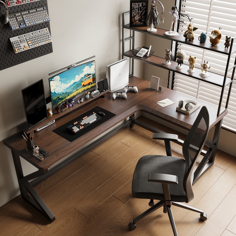 Solid Wood Corner Computer Desk, Seven-Shaped Desk, Home L-Shaped Desk, Bedroom Corner Gaming Desk, Special-Shaped Table