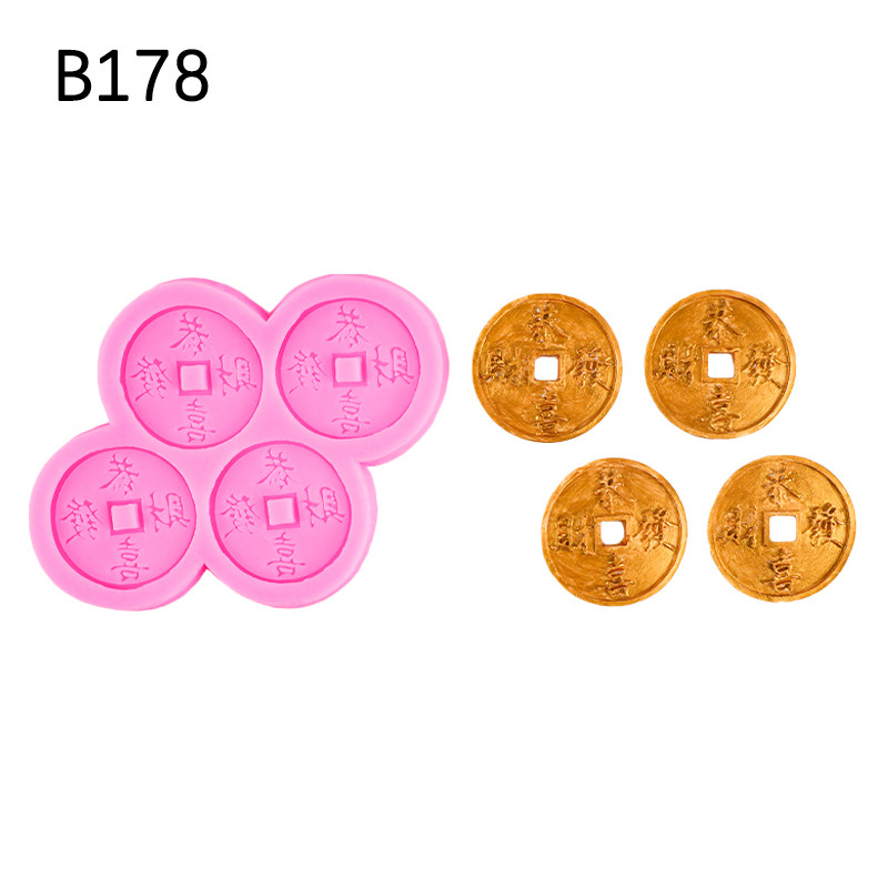 Año Nuevo chino molde de moneda de cobre molde de silicona Feliz Año Nuevo