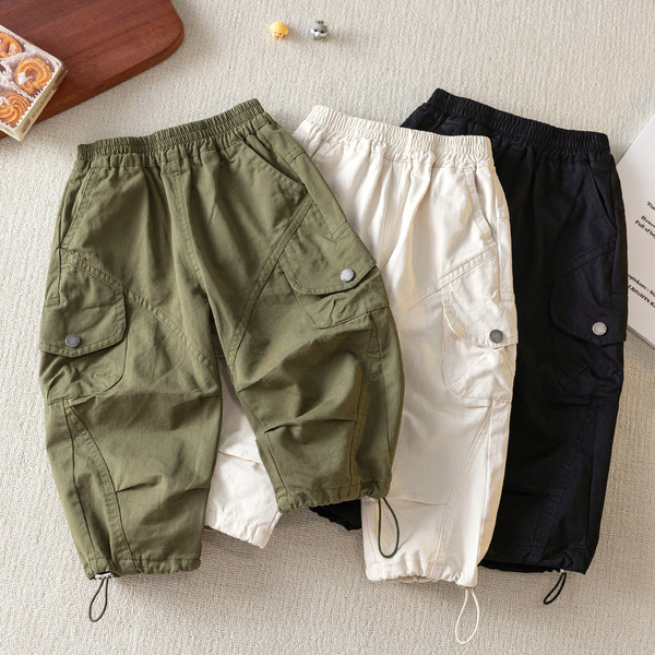 Solid color children's spring casual trousers for leisure for boys