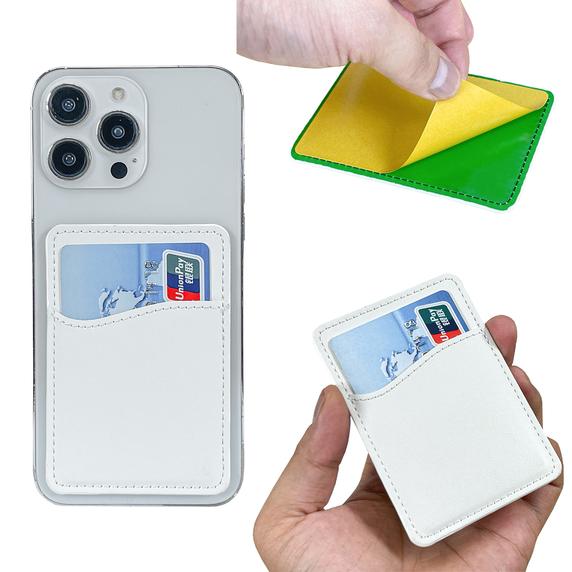 Suministro directo de fábrica, funda para tarjeta trasera de teléfono móvil, cuero PU, LOGOTIPO imprimible, adecuado para impresión UV, serigrafía, impresión en relieve