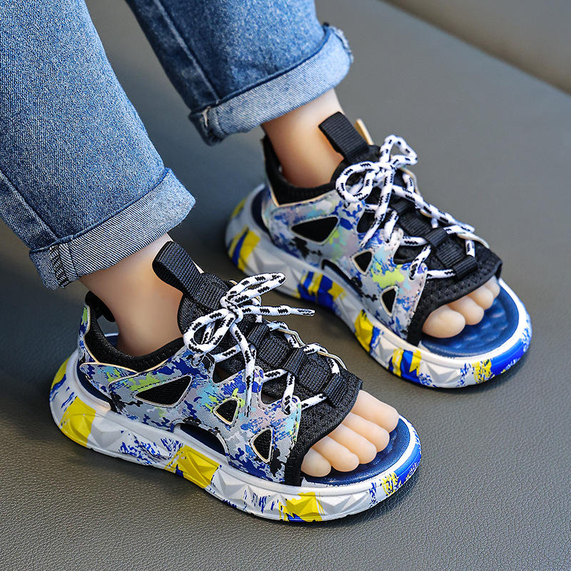 2023 Estate nuova suola morbida antiscivolo scarpe da spiaggia casual per ragazzi delle scuole medie e piccole sandali traspiranti per studenti_voghion.com