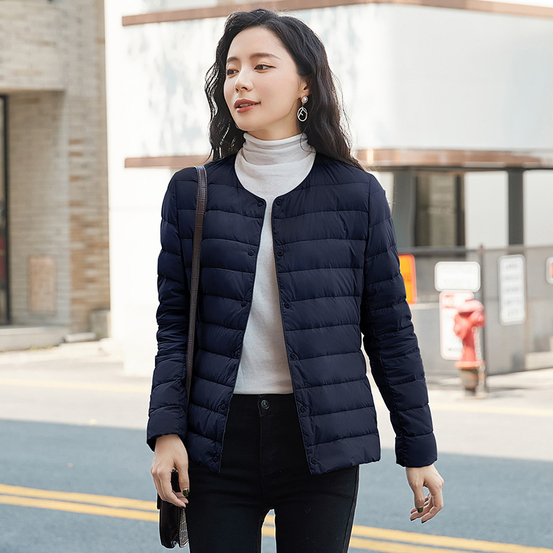Yujia clothing round neck v-neck down jacket lightweight down jacket women's new light down jacket women's fashion short coat