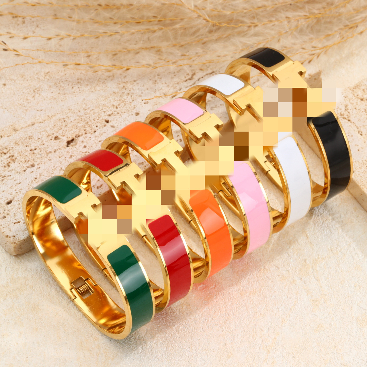 Hərfli Qızıl Rəngli Bilərzik, Unisex Geometrik Dizayn