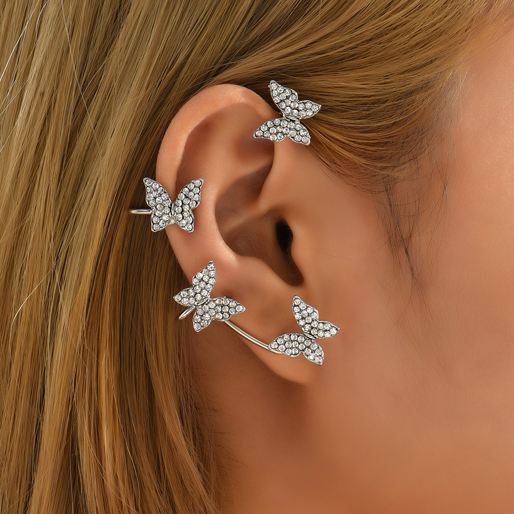 Rhinestones Inlay Material Earrings Classification Fashion Butterfly Alloy Inlay Rhinestones Earrings