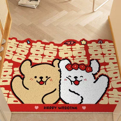 Festive Red Door Mats Wholesale Dropshipping Wire Loop Floor Mats Stain-Resistant and Easy to Care for Wedding Entrance Door Entrance Mats (Avtomobil döşəmə paspasları) - sq012-tie-tie-4060cm