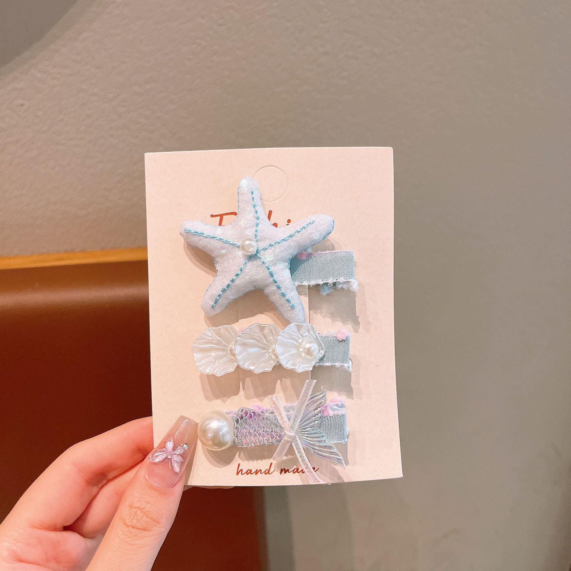 Estrella de mar, mermaid cola, clip de cabello para niños, lindas niñas, clip de cabello lateral, clip de frangeo, tocado para niñas, joyas para el cabello