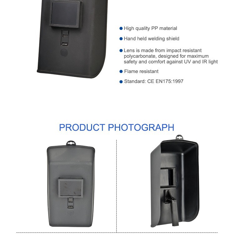 手持式防护面罩电焊面罩黑色带CE欧美内持防护面罩防强光