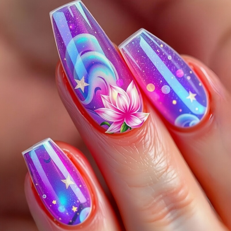 Mid-Length European Square Nail Patches New Year's Nail Art Spring and Summer Hot-Selling Fashion New Nail Patches Purple Beauty