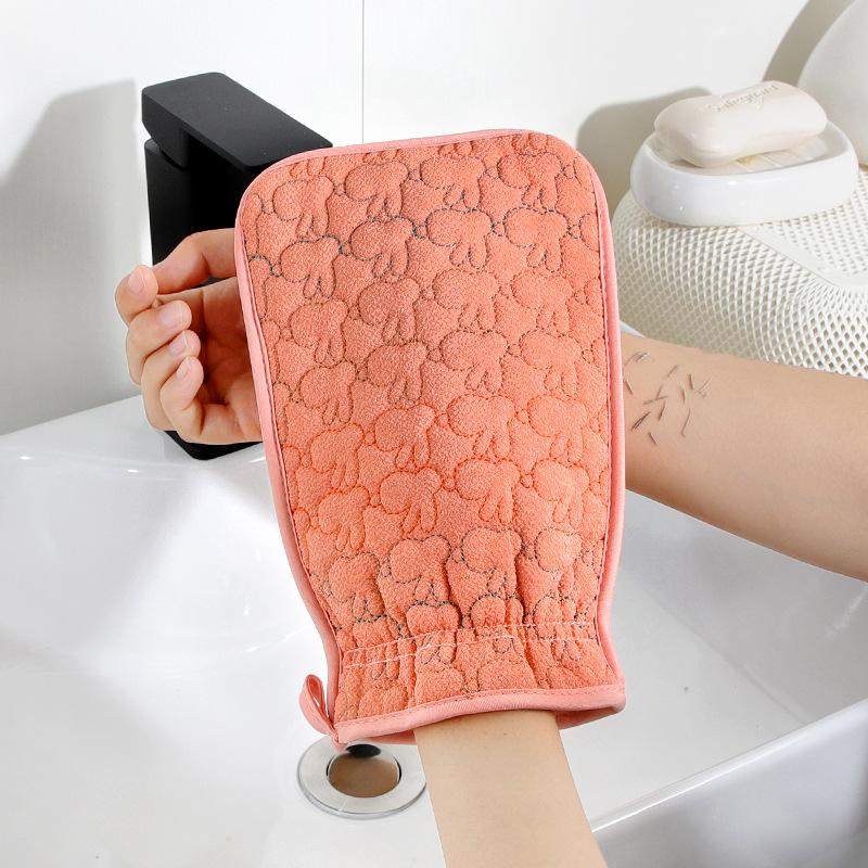 Hogar fuerte de doble capa hacia atrás frotando barro frotando artefacto gris Toalla de baño suministros de espalda guantes de baño hombres y mujeres Toalla de baño