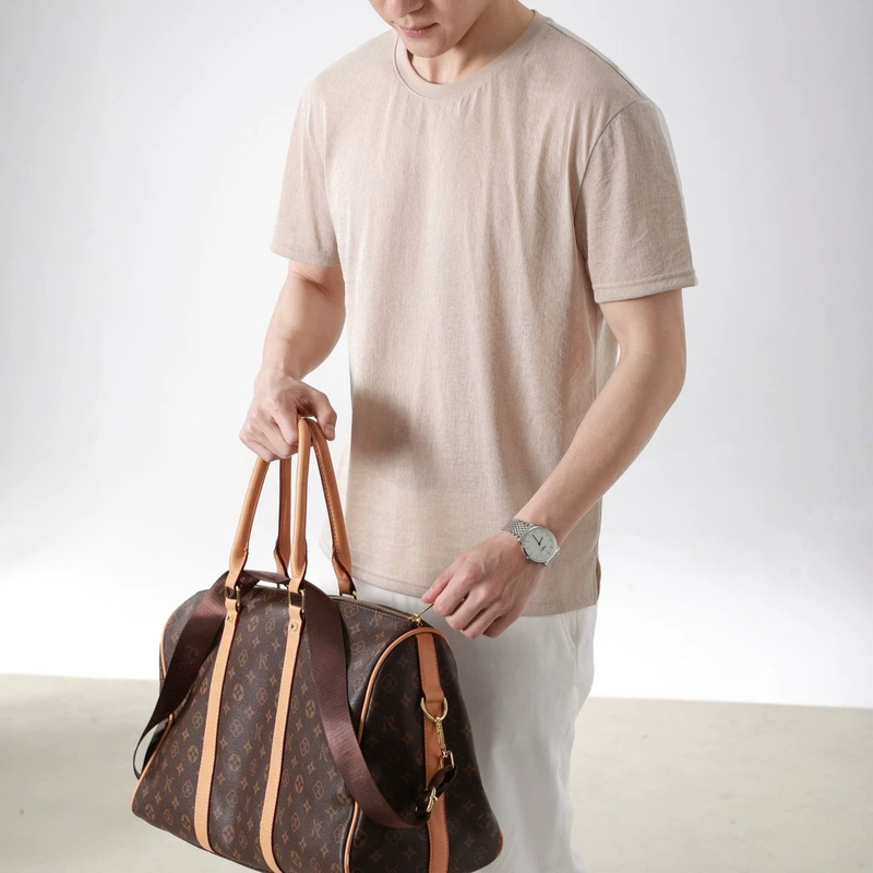 Summer lightweight imitation linen solid color clean design cool breathable quick-dry short-sleeve t-shirt for young and middle-aged men, simple and versatile casual style