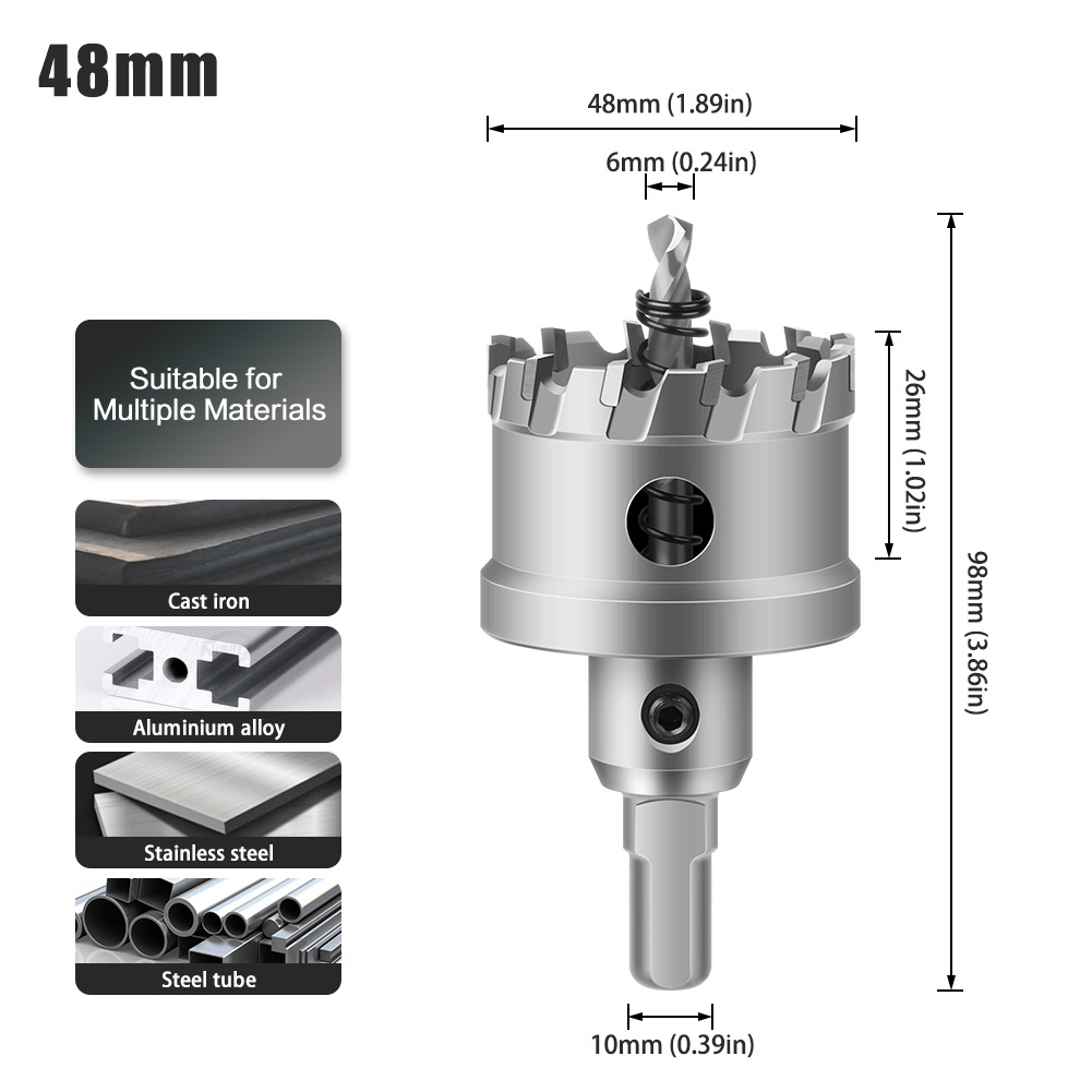 Abridor de agujero de aleación 5A de alto grado Abridor de agujero de acero inoxidable de alto grado TCT