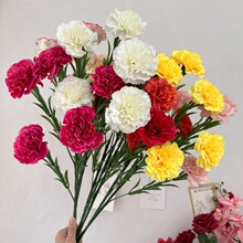 仿真花多头康乃馨母亲节教师节客厅家居婚庆花排插花装饰假花摆件