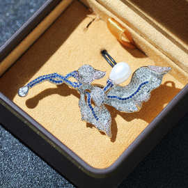 高级感气质高档叶子胸针精致女胸花天然珍珠优雅固定西装别针批发