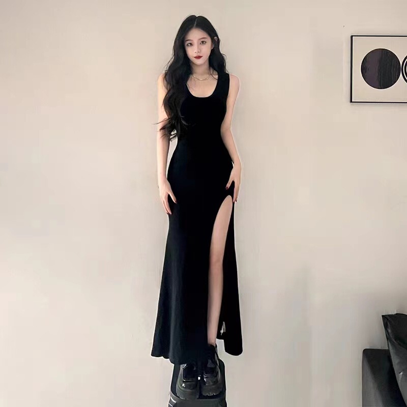 Sexy Hot Girl high slit dress women's slim-fit elegant high waist vest skirt summer sheath bottoming dress Sexy Hot Girl high slit dress women's slim-fit elegant high waist vest skirt summer sheath bottoming dress
