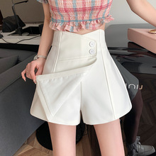 夏季薄款白色西装阔腿裤子女装2024年新款小个子高腰a字短裤裙裤