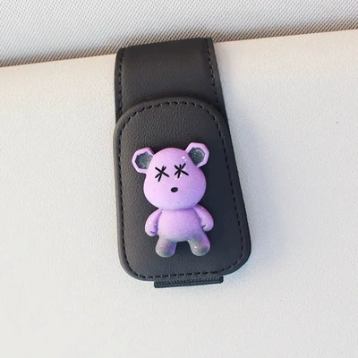Car Glasses Clip/Bill Clip, Creative car glasses clip - space-black-purple-bear