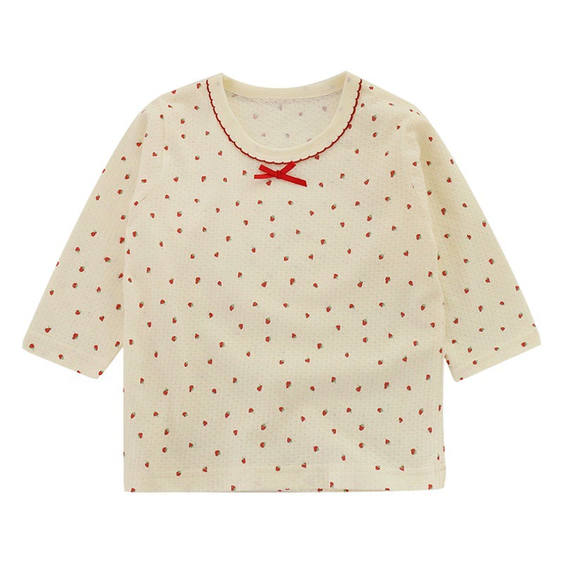 Новая весенне-летняя тонкая детская Домашняя одежда, хлопковый мягкий дышащий впитывающий Пот Топ для девочек, сумка из двух частей с длинным рукавом