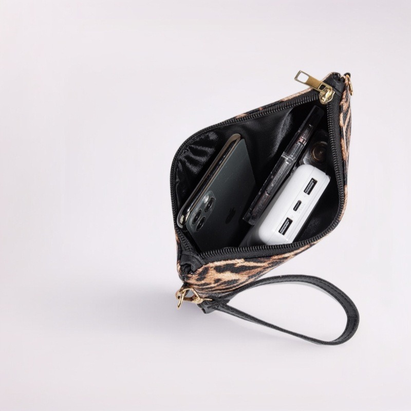 Bolso de mano con estampado de leopardo, clutch metálico, moda 2024, bolso pequeño económico al por mayor