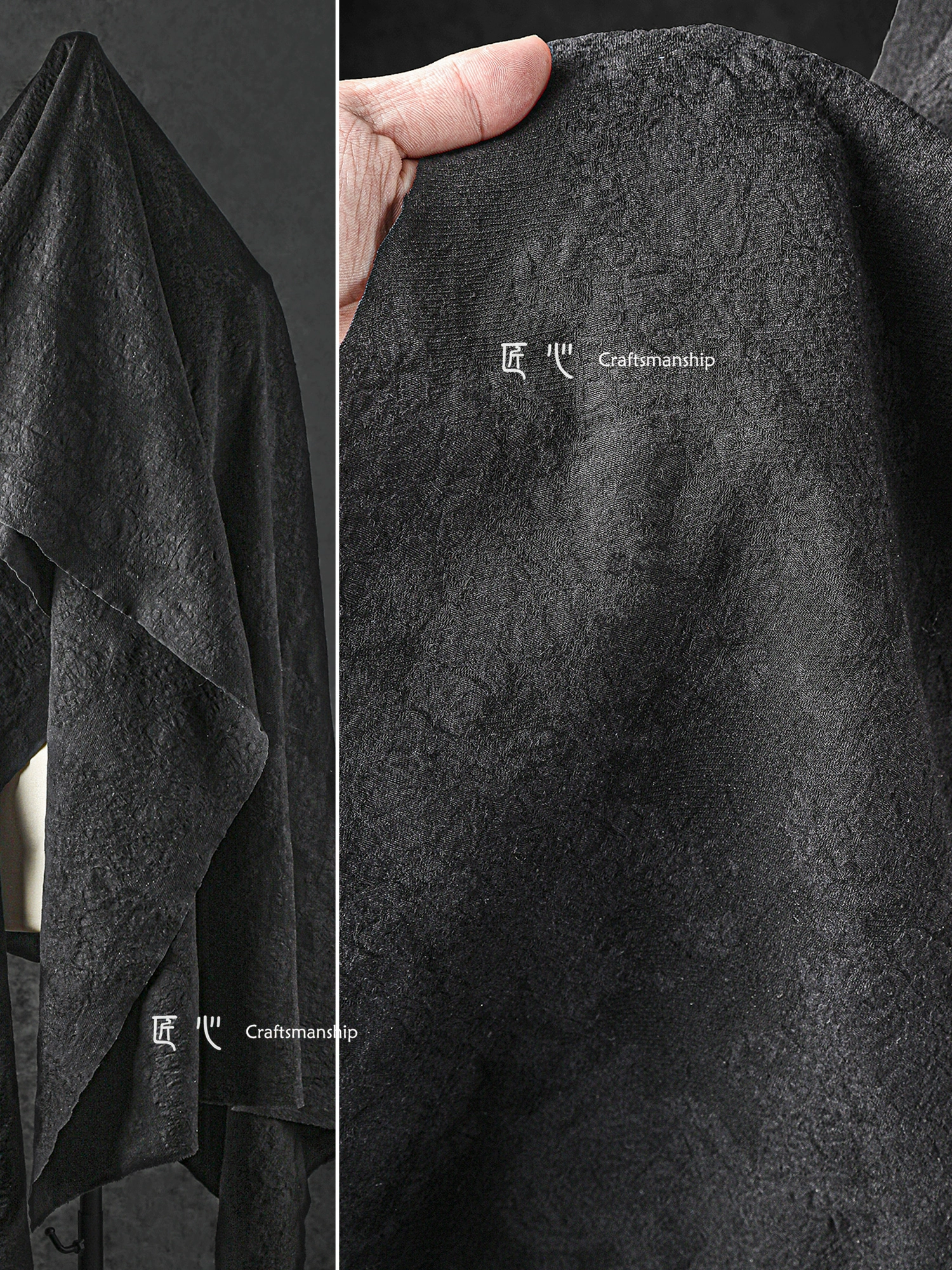 Black trench coat, suit, design cloth, cotton and linen