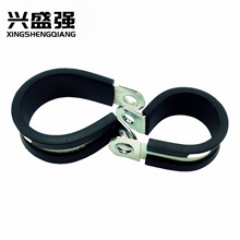 厂家供应优质碳钢铁镀锌R型橡胶连胶条卡箍喉箍（量大优惠）