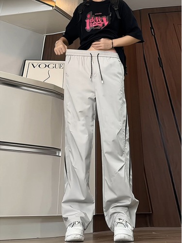 Light Gray Quick-Dry Tactical Pants for Men | Autumn-Season Patchwork Design | Mesh-Structured, Breathable Trousers | American-Style Paratrooper Workwear Pants