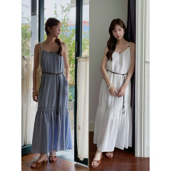 【岛屿阳光】歌铭复古打揽吊带连衣裙女2025夏季新款中长裙W232C