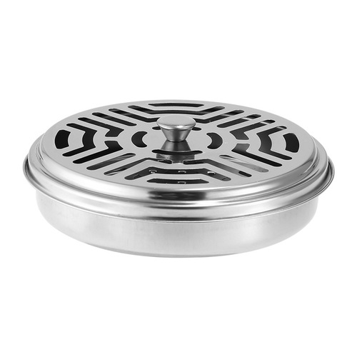 Stainless steel mosquito coil tray stand household with cover ash collection tray fireproof and heat-resistant creative incense burner outdoor mosquito coil box