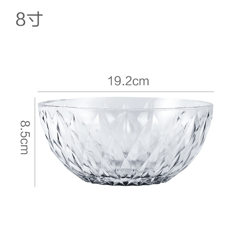 Tazón de vidrio para ensalada transparente resistente a altas temperaturas creativo japonés de alto valor de postre cubiertos grandes tazones de sopa dulce tazón