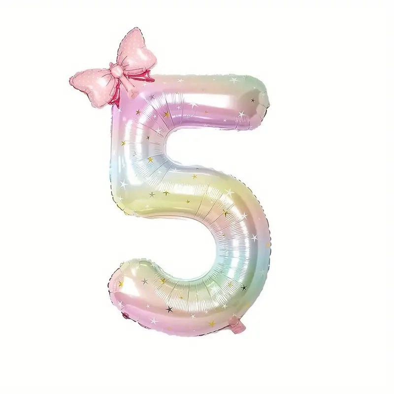 42寸站立底座公主粉皇冠数字气球女孩生日周年纪念派对装饰气球|undefined