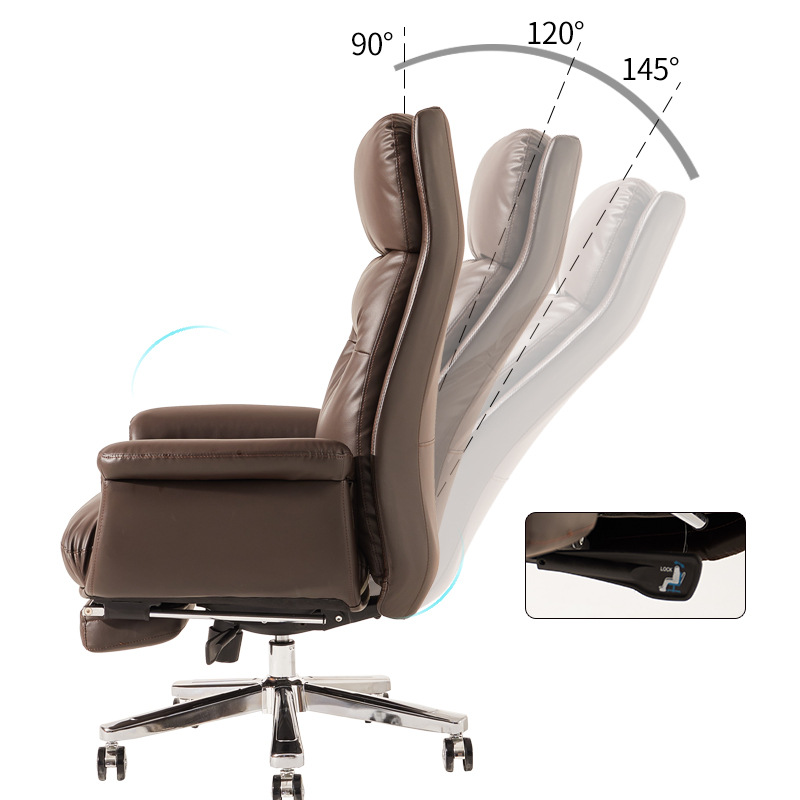 Silla de computadora hogar simple cómoda silla de oficina de larga duración respaldo reclinable jefe de piel de vaca silla de oficina de negocios