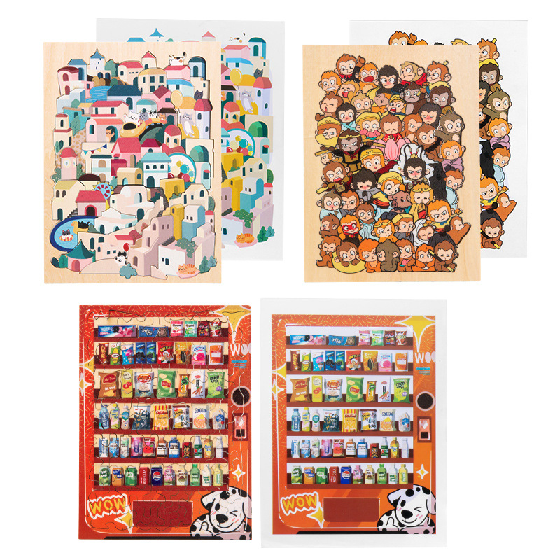 Marco de fotos de dibujos animados de madera para montar la casa/Wukong/máquina de bocadillos