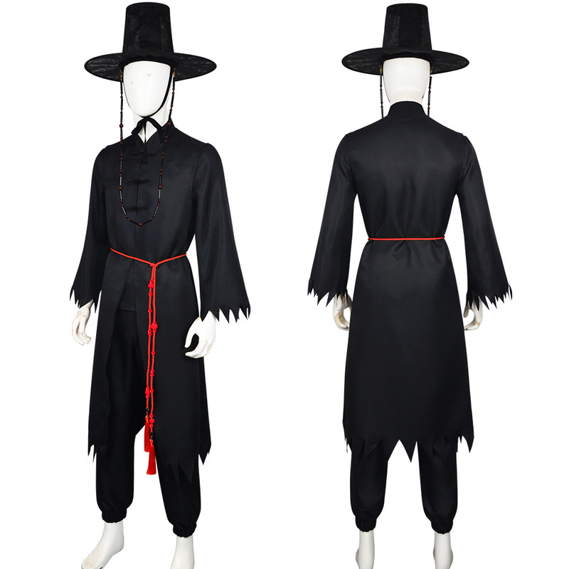 K-POP ハンターウィッチコスプレシャガボーイズグループ秦宇コス服ベビーブラック歌うスーツ|undefined