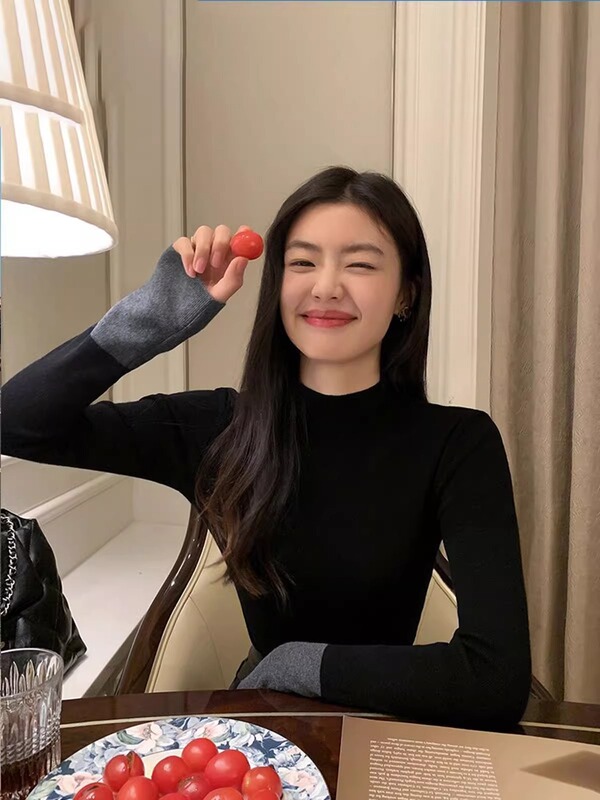 法式半高领针织毛衣女chic绝美撞色打底衫春秋冬季内搭高级感上衣|undefined