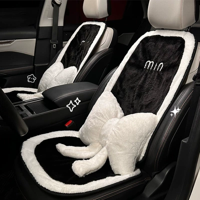 Seat cushion, seat cover: rabbit fur with white edges