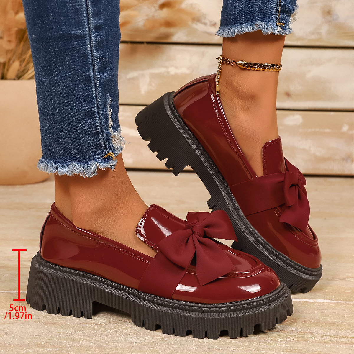 Britische Damen-Slipper aus Leder mit Schleife, Übergröße, Blockabsatz, gekreuzter Riemen, niedrigem Schaft, Herbst-Neuheit_voghion.com