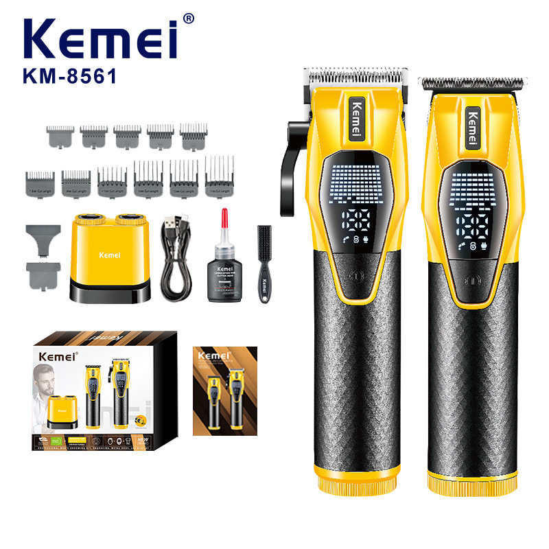 Kemei tijeras eléctricas de empuje transfronterizas KM - 8561 salón de peluquería especial batería recargable aparador de afeitar con pantalla digital conjunto de empuje