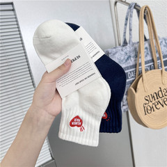 秋冬短款中低幫毛圈男女襪ins歐美網紅愛心小紅心襪毛巾底 運動襪