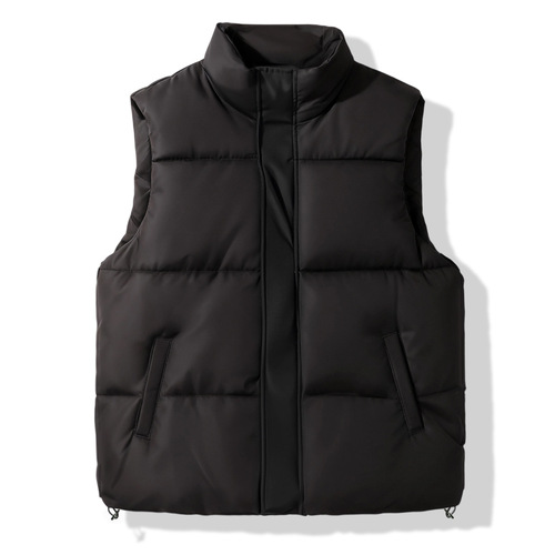 Men's vest cotton-padded vest autumn and winter stand-collar cold-proof warmth pure color simple loose casual sports cotton-padded coat coat